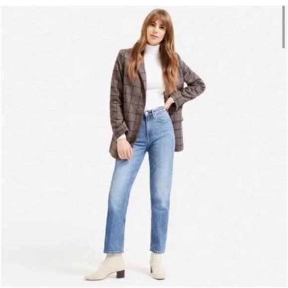 Everlane High Waist Strait Jeans, Medium Blue, Size 29 Regular - Picture 1 of 15